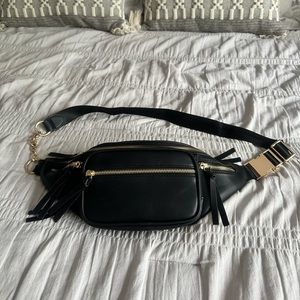 Vegan Leather Ms. Fong. Black Fanny Pack Belt Bag